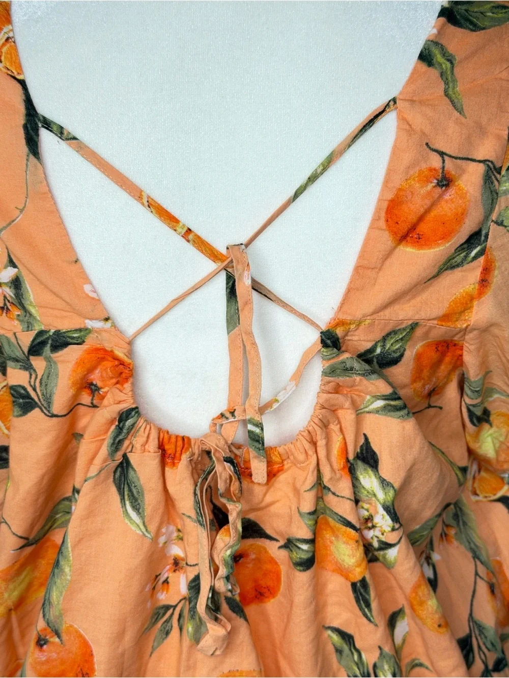 LOFT Harvest Crop Orange Floral Square-Neck Puff Sleeve Top